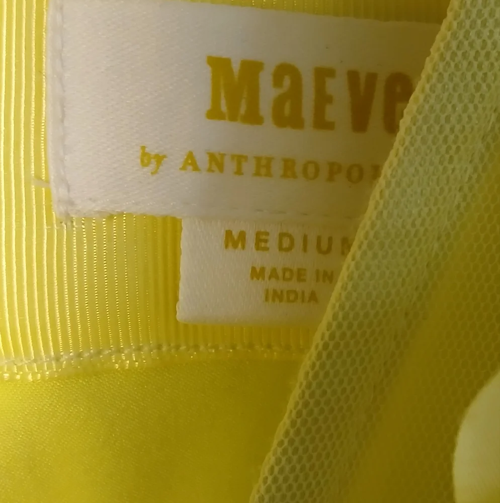 ANTHROPOLOGY Maeve FLOATY Sunny Lemon Lime Appliqued MINI Dress. Size M EUC! - Picture 10 of 13